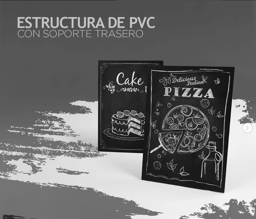 Carteles rígidos de PVC con diseño estilo pizarra para hostelería
