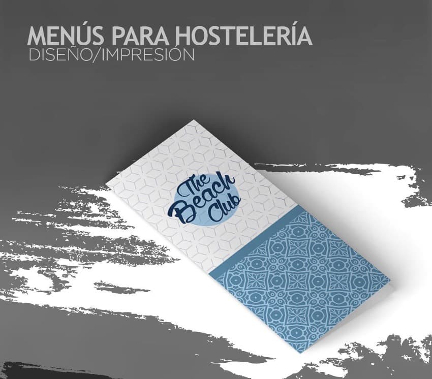 Menú impreso para el restaurante The Beach Club